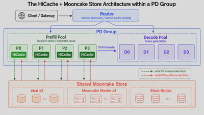 The HiCache + Mooncake Store Architecture within a PD Group